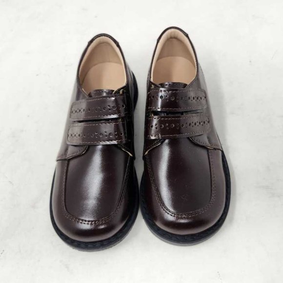Little boys 11 (27EU) Elephantito wingtip strap brown dress school uniform shoes - Picture 6 of 11